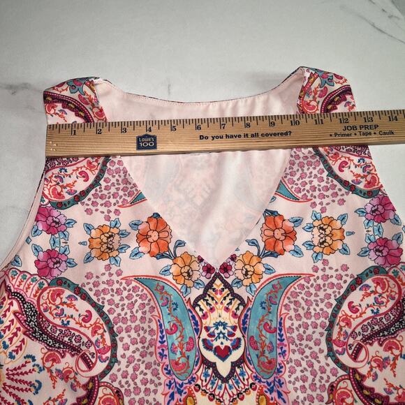 TABITHA WEBB Womens Pink Floral Print Sleeveless Flowy Top V Neck XL Blouse NEW - Picture 3 of 9